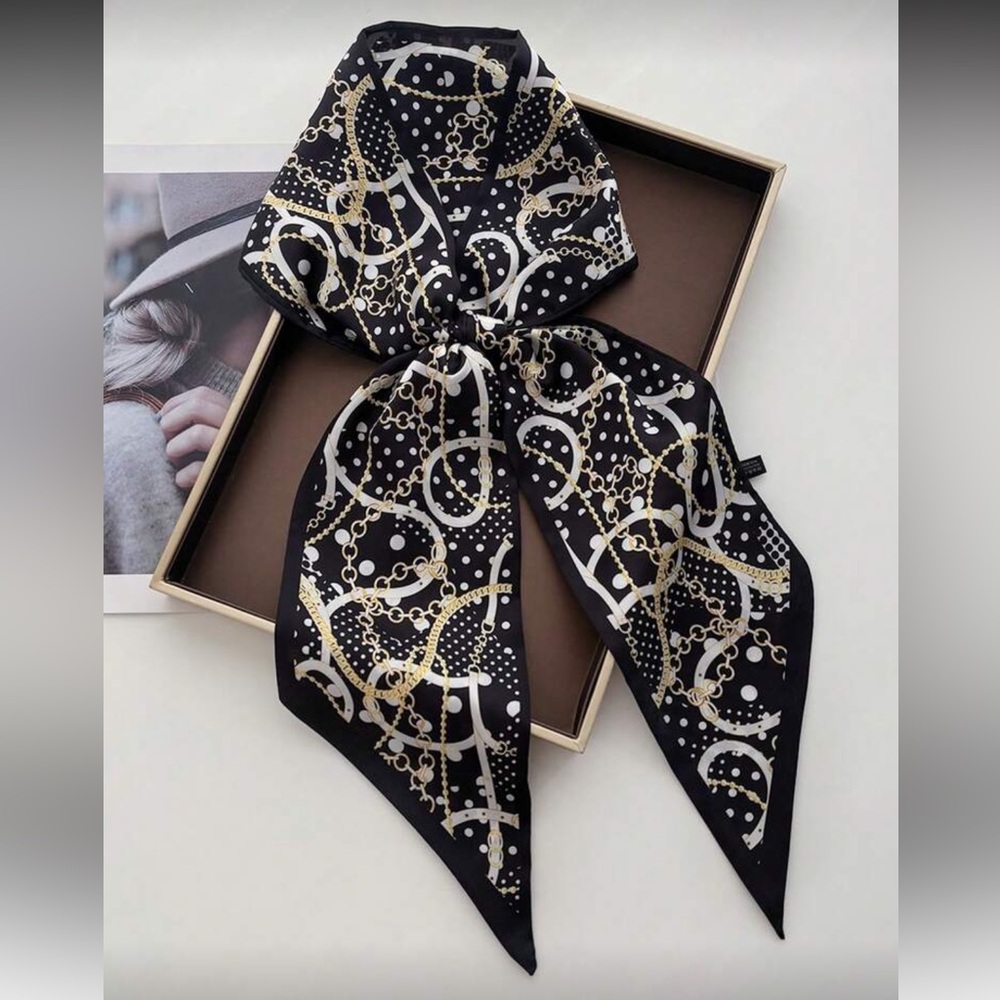 Elegant Black Chain Scarf N1362